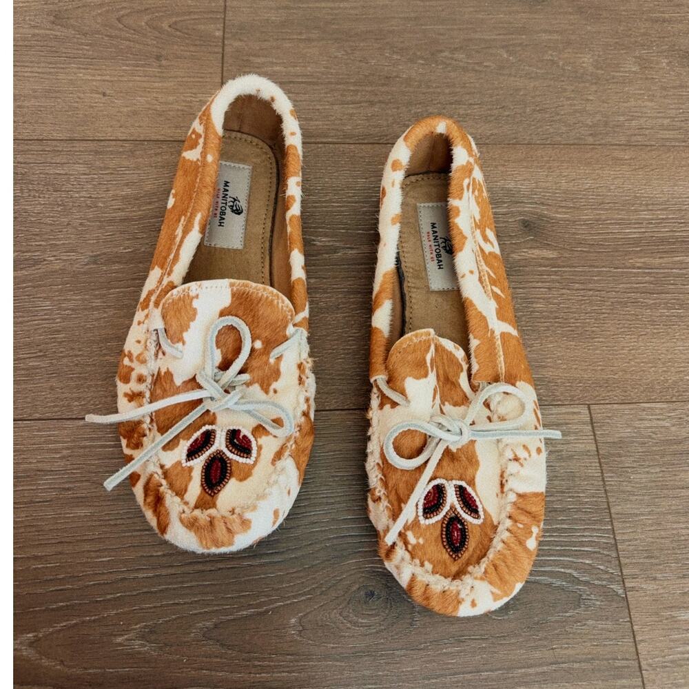 Manitobah RARE Cowhide Beaded Kayak Moccas Loafers US 11